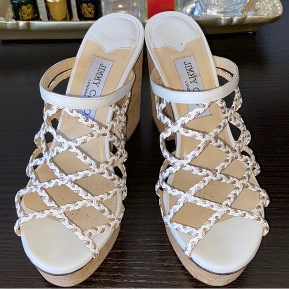 Jimmy Choo Platform Cork Slides Sandals 39.5 - Picture 3 of 7